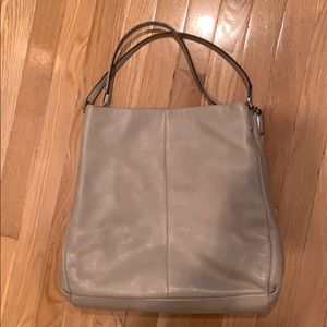 Coach tan three pocket purse silver hardwear
